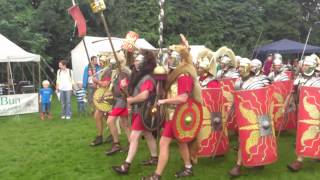 Roman Reenactment at the Amphitheatre in Caerleon Marching In [upl. by Odnanref]