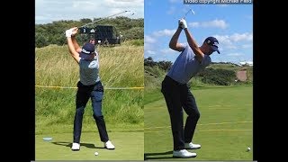 Justin Thomas golf swing  Long Iron faceon amp downtheline July 2017 [upl. by Bahe87]