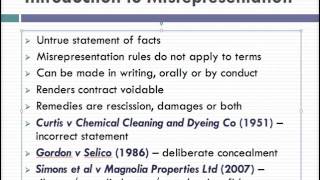 Misrepresentation Lecture 1 of 4 [upl. by Landan]